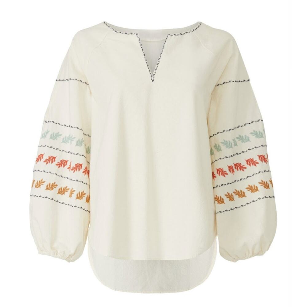 Madewell - Embroidered Puff Sleeve Top - Size Large